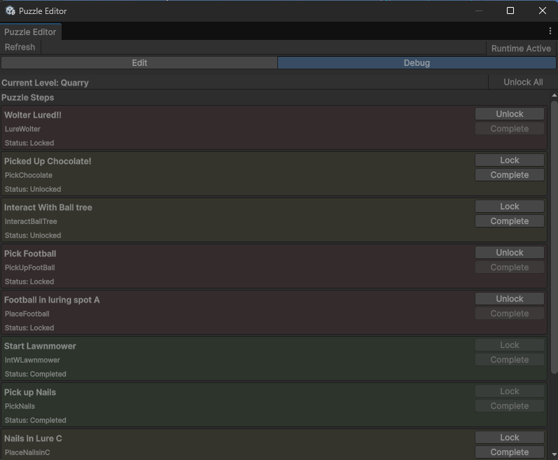 Puzzle Editor - Debug Tab
